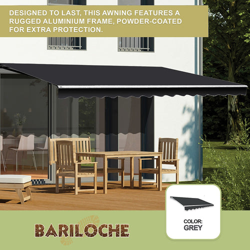 Automatic Retractable Awning 4x3m - Grey Outdoor Wall Sunshade