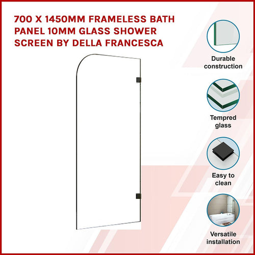 Frameless Glass Bath Screen 70 x 145cm BLACK