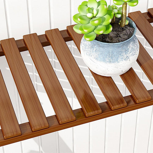 Plant Stand Outdoor Indoor Garden Wood Bamboo Shelf Folding 100CM Length