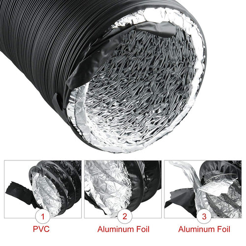 Flexible Aluminium Ducting 20.3cm x 7.6m – 4-Layer Vent Hose for HVAC & Dryers