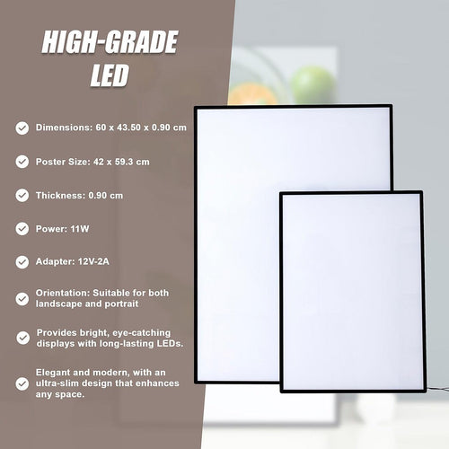 A2 LED Slim Advertising Lightbox Sign Wall-Mounted Poster Board Menu Frame
