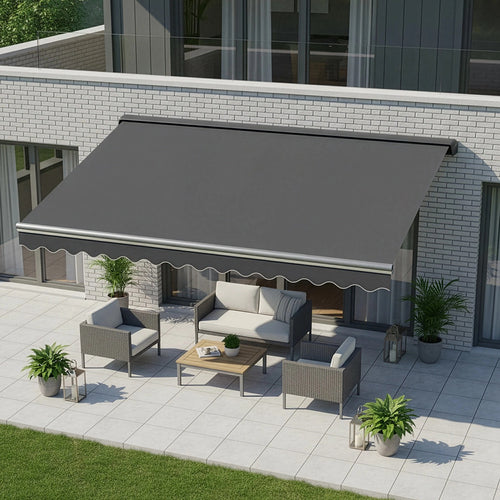 Automatic Retractable Awning 3x2.5m - Grey Outdoor Wall Sunshade