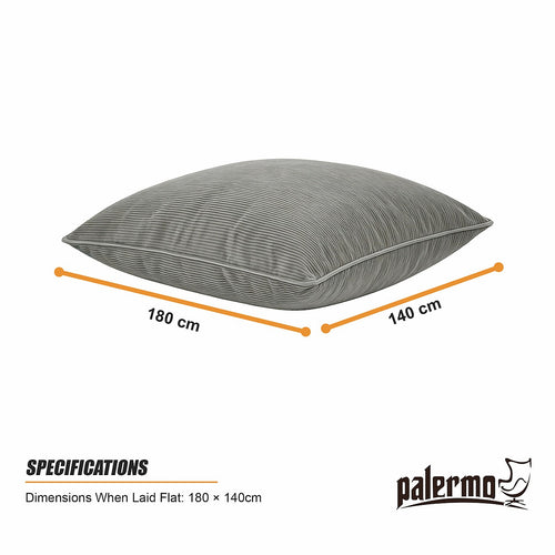 3 in 1 Bean Bag Cover No Filling Grey Corduroy 140 x 180cm