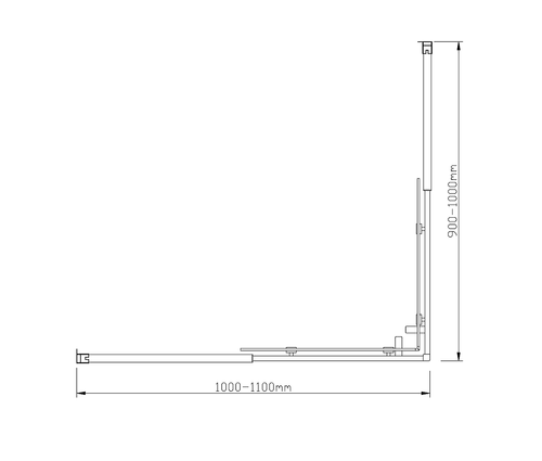 Adjustable 1100x1000mm Sliding Door Glass Shower Screen with Shower Handle Style 1 - Chrome