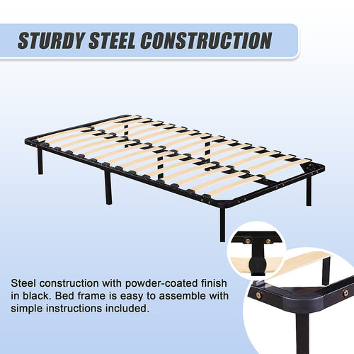 King Single Metal Bed Base with Slats – Heavy-Duty Steel Frame