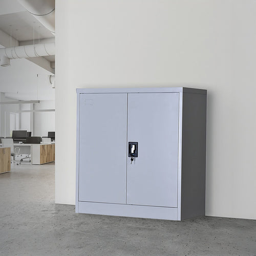 Two-Door Office & Gym Storage Locker – Secure Cabinet with Shelves for Organisation in Grey