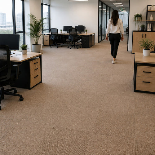 5m² Beige Carpet Tiles Set – Commercial & Home Flooring for Office, Retail & Living Areas