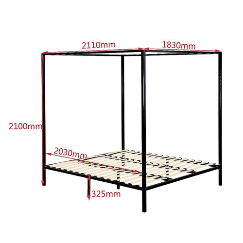 4 Four Poster King Bed Frame - Black