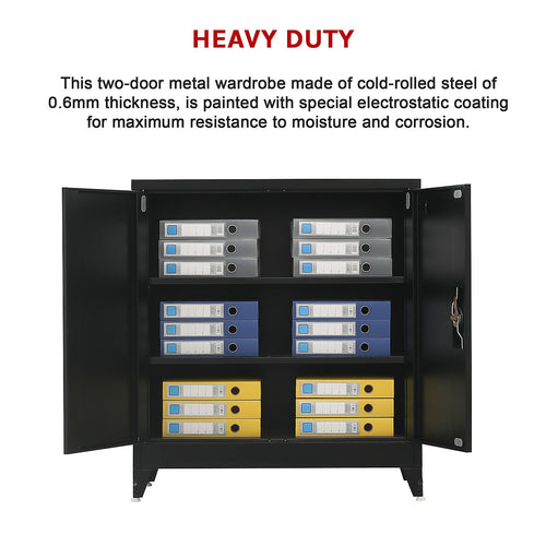 Two-Door Metal Locker - Black with Legs