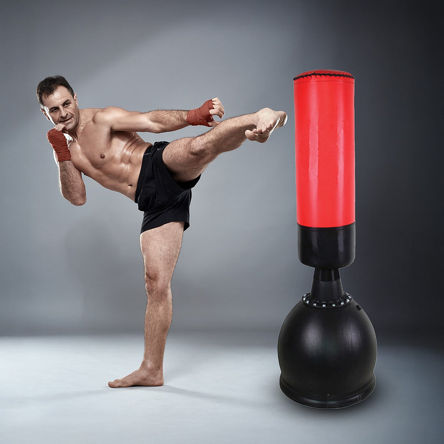 Free Standing Boxing Bag – 165cm Red and Black with Fillable Base