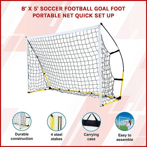 8' x 5' Soccer Football Goal Foot Portable Net Quick Set Up