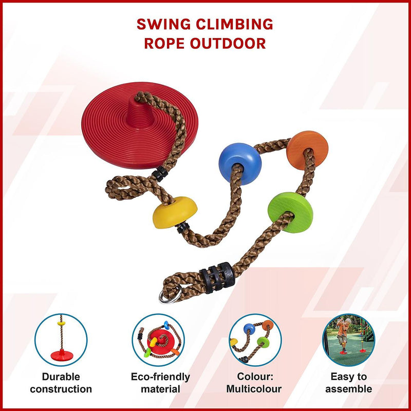 Playground Climbing Rope Swing with Disc – Outdoor Rotating Swing for ...