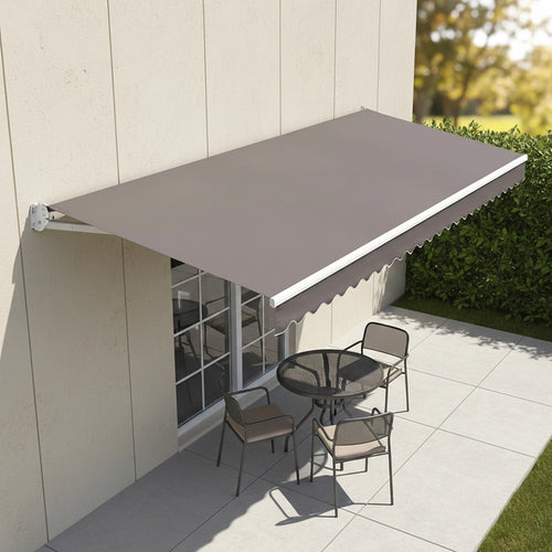 Automatic Retractable Awning 4x2.5m - Grey Outdoor Wall Sunshade