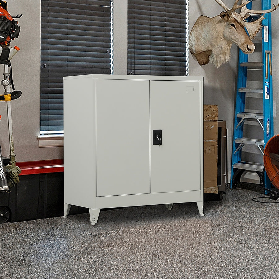 Two-Door Metal Locker - Grey with Legs