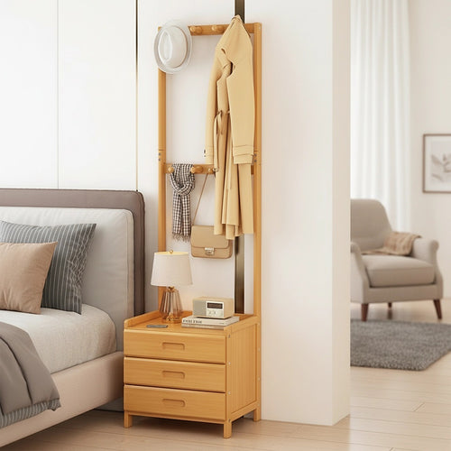 42x165cm Wooden Hall Stand with Drawer – Modern Minimalist Floor Coat Rack in Wood