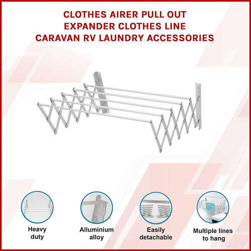 Clothes Airer Pull Out Expander Clothes Line Caravan RV Laundry Accessories
