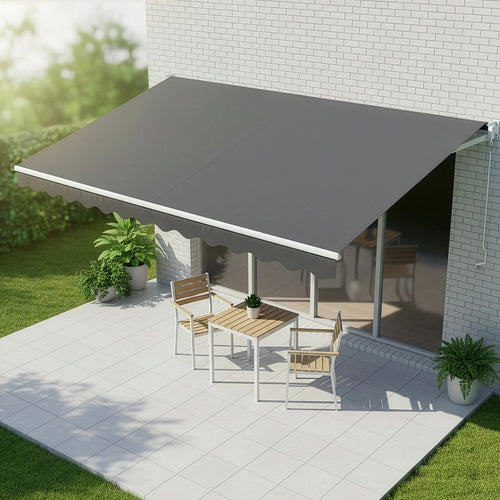 Outdoor Awning Grey - 4x2.5m Retractable Sunshade
