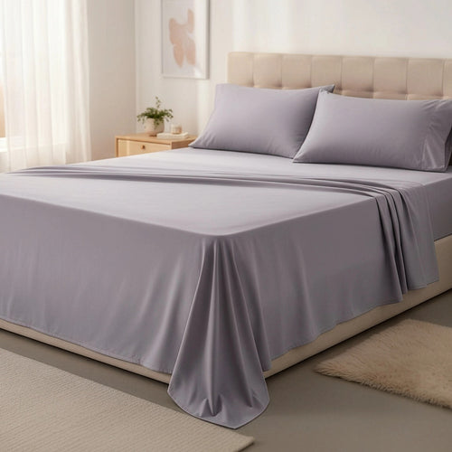 Double Bed Sheet Set – 1800 Series Microfiber, Deep Pocket, Soft & Breathable, Grey