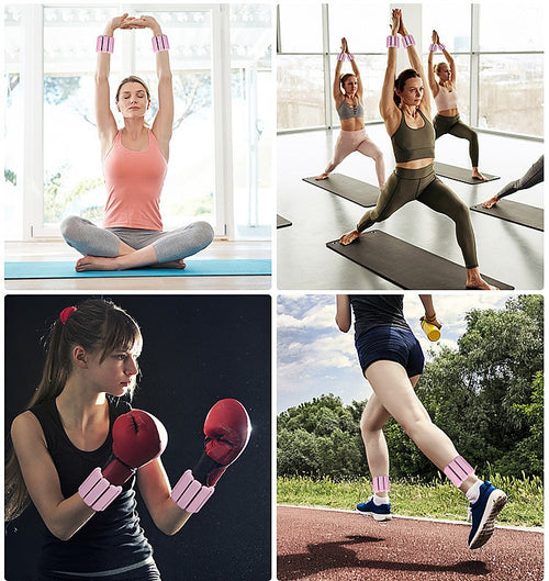 2-Piece Ankle & Wrist Weights – 1kg Pair Adjustable Workout Bangles (Pink)