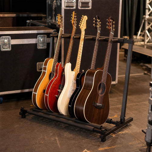 5-Slot Folding Guitar Stand Rack – Acoustic, Bass & Electric Guitar Holder