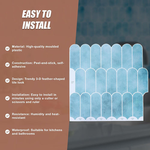 5pcs 3D Wall Stickers Self-adhesive Wallpaper Creative 3D Wallpaper Resistant High Temperature DIY Kitchen Waterproof Wallpaper For Bathroom