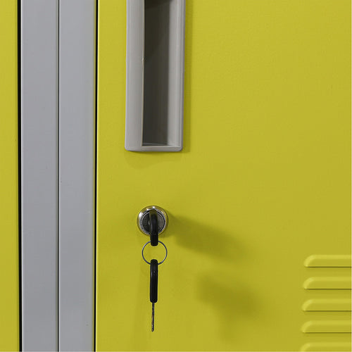 12-Door Steel Locker – Grey with Yellow Door, Standard Lock with 2 Keys