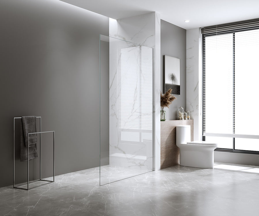 90x200cm Glass Shower Screen with Chrome Wall & Floor Channel – Sleek, Durable Bathroom Upgrade