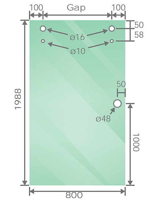 150x80cm Frameless Glass Sliding Corner Shower with Chrome Rail and Hardware