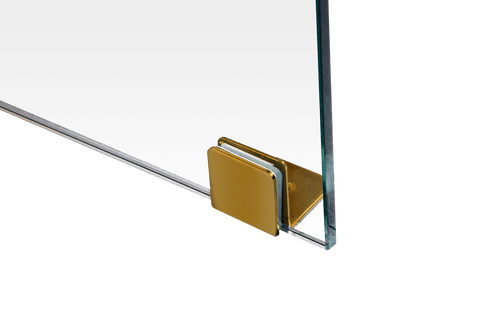 Frameless 10mm Glass Shower Screen 120 x 80cm GOLD Hinges/Brackets and ROUND Handle