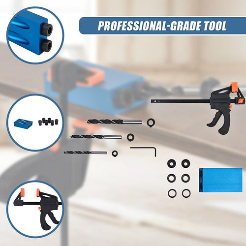 14X Pocket Hole Jig Kit Woodworking Drill Hole Locator Craft Carpenters + F Clip