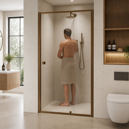 Semi-Frameless Shower Screen – Dust Brown, Front: (98~106)x195cm, No Side Return