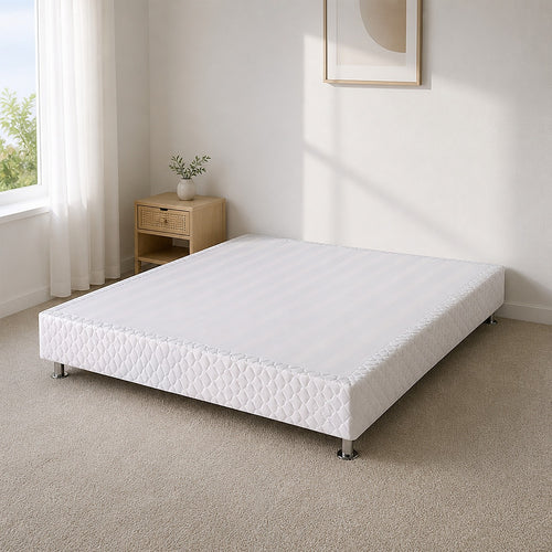 Queen Bed Base with Slats & Cover – Sturdy Ensemble Frame