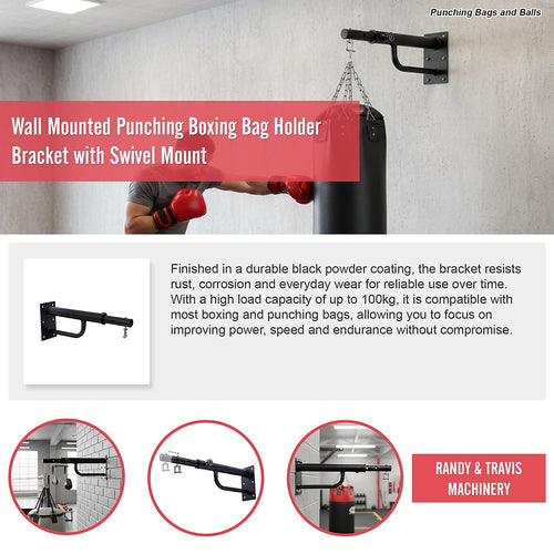 Wall Mounted Punching Boxing Bag Holder Bracket with 360° Swivel Mount