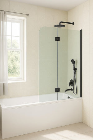 120cm Frameless Glass Bath Screen with Channel and Stainless Steel Hinges- Chrome