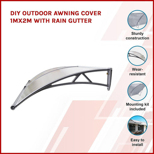 DIY Outdoor Awning Cover with Rain Gutter - 1 x 2m