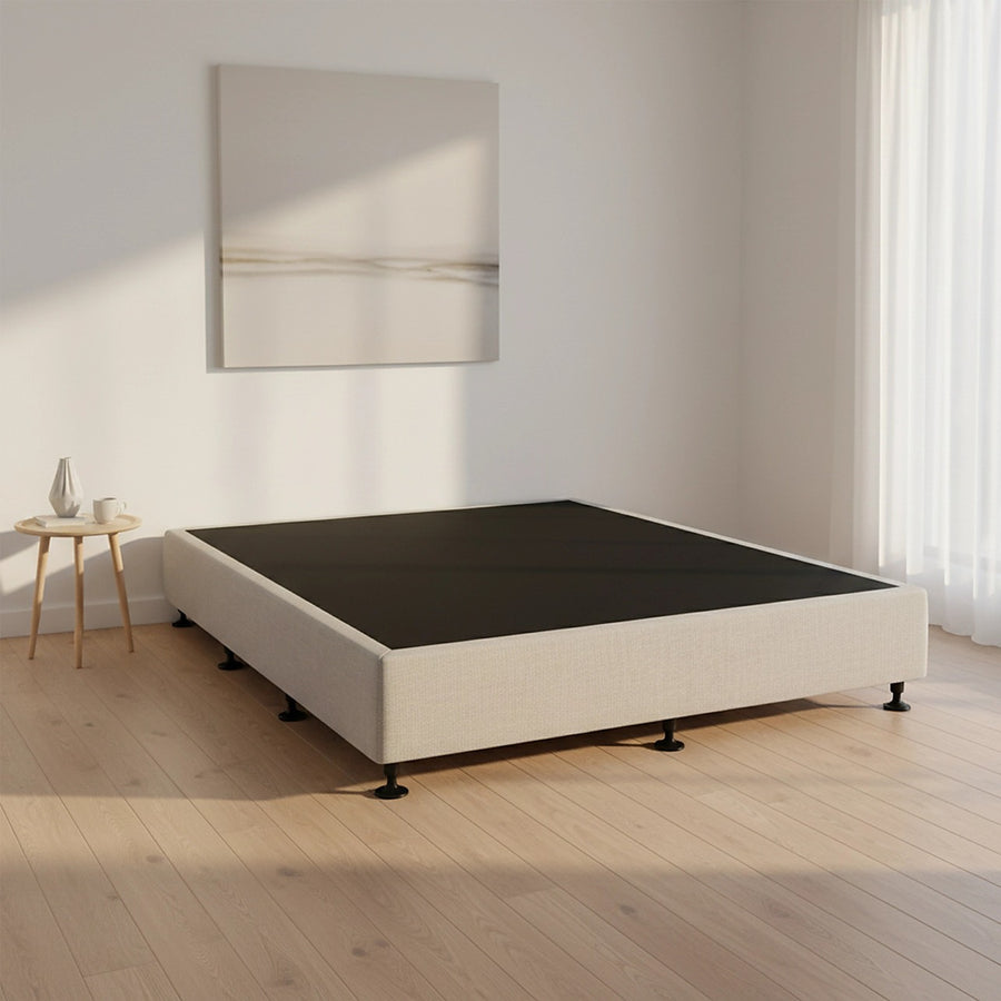 King Single Slatted Ensemble Bed Base - Grey Linen Breathable Cover