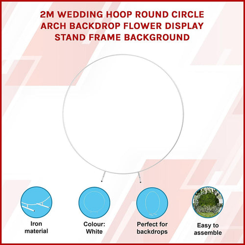 2M Wedding Hoop Round Circle Arch Backdrop Flower Display Stand Frame Background White