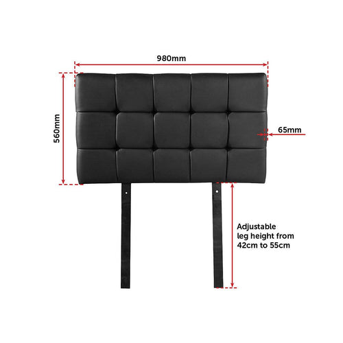 Single PU Leather Bed Deluxe Headboard Bedhead - Black