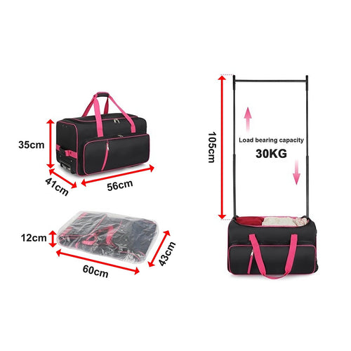 736.6 mm Heavy Duty Rolling Dance Bag with Built-In Garment Rack for Travel & Competitions