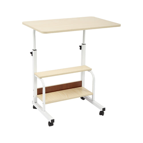 Height Adjustable Rolling Overbed Table – 60cm Mobile Computer & Study Desk on Wheels