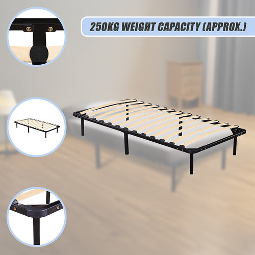 Single Metal Bed Base with Slats – Heavy-Duty Steel Frame