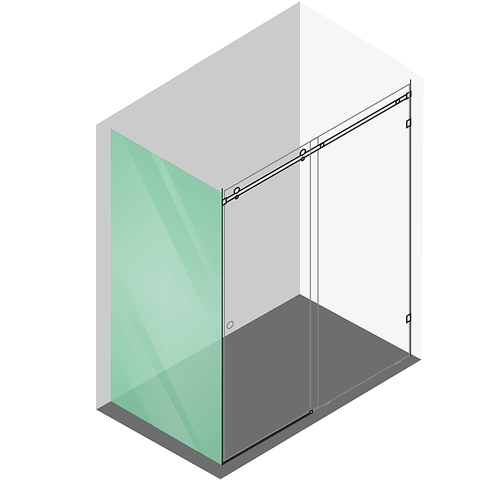 140x100cm Frameless Glass Sliding Corner Shower with Gold Rail and Hardware