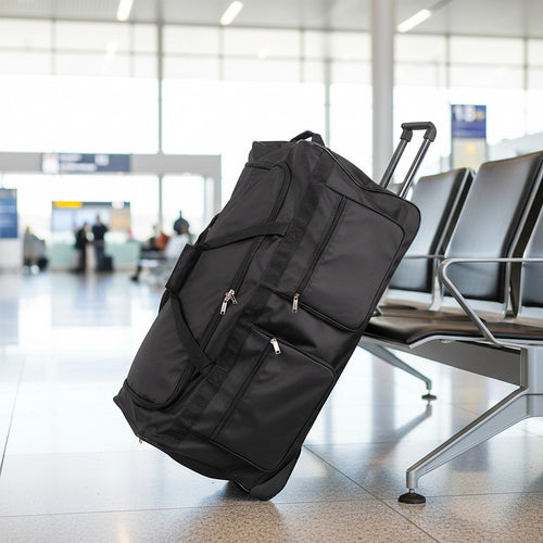 Large Black Wheeled Travel Duffle Bag – Rolling Luggage Trolley