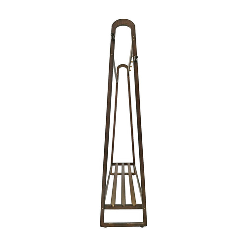 Dark Wood Slim Clothes Rack 160x100cm Space Saving Floor Stand