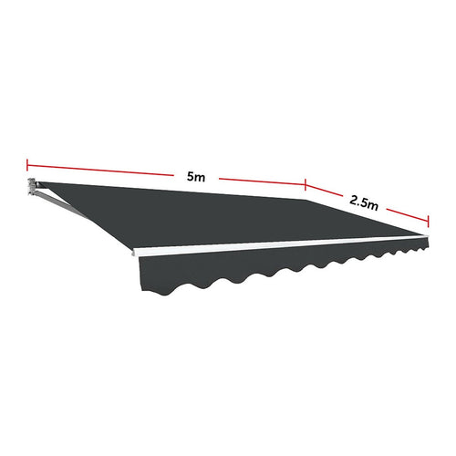 Outdoor Awning Grey - 5x2.5m Retractable Sunshade