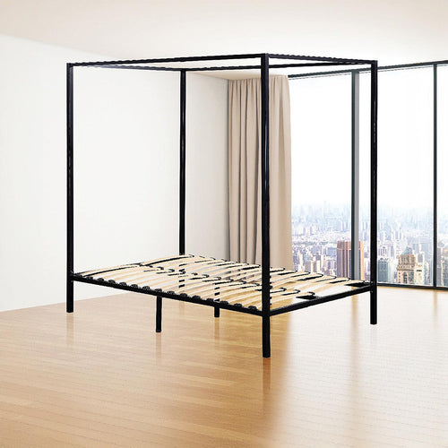 4 Four Poster Queen Bed Frame - Black