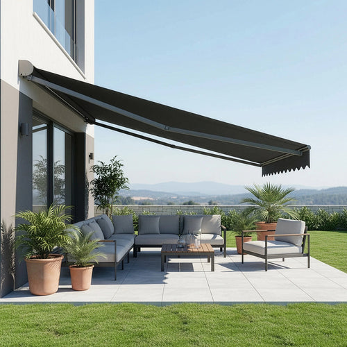 Automatic Retractable Awning 3x2.5m - Grey Outdoor Wall Sunshade