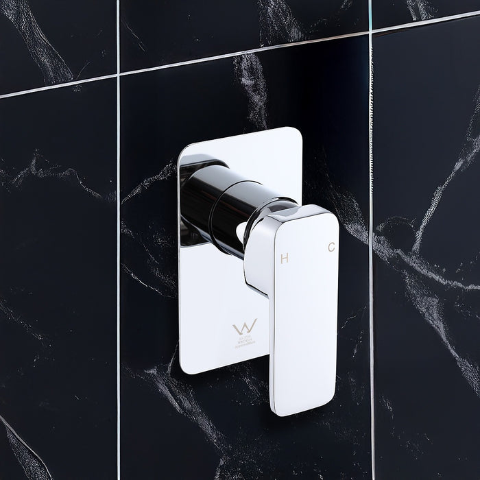Single Square Shower Bath Mixer Tap Bathroom WATERMARK Approved - Chrome