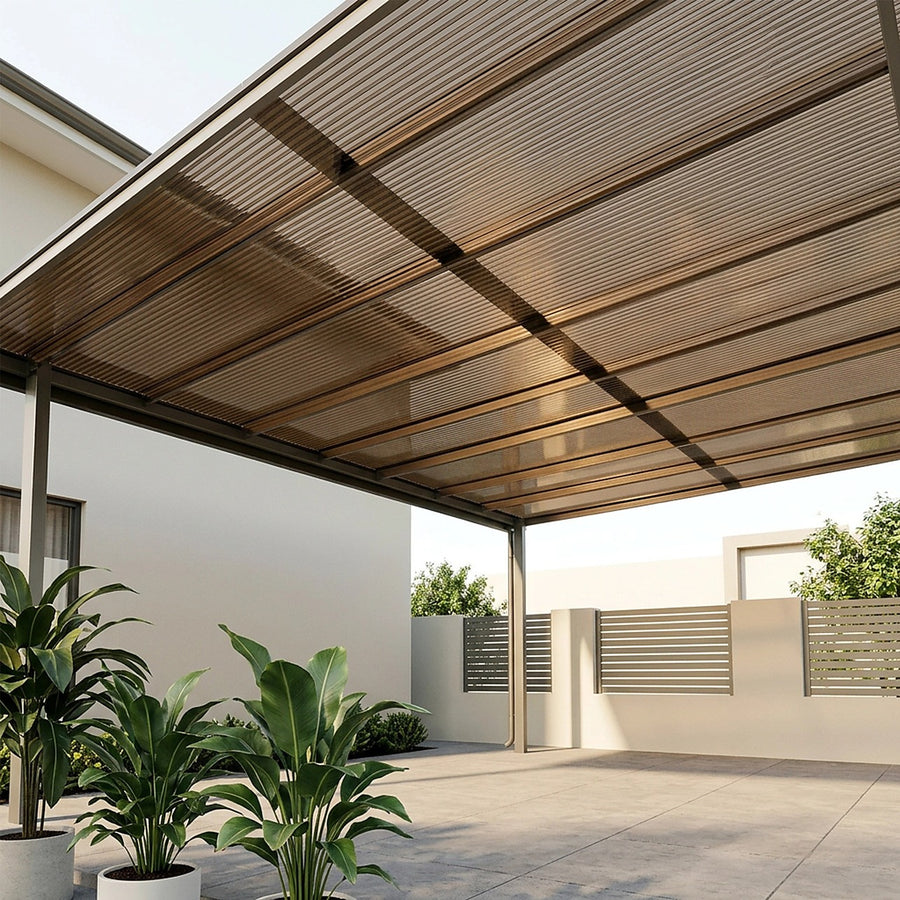 Polycarbonate Roofing Sheets Tinted Bronze – UV Resistant Corrugated Roof Panels 105x210x1cm (5 Pack Bulk Pack)