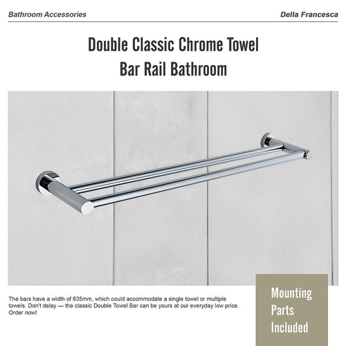 Double Classic Chrome Towel Bar Rail Bathroom   